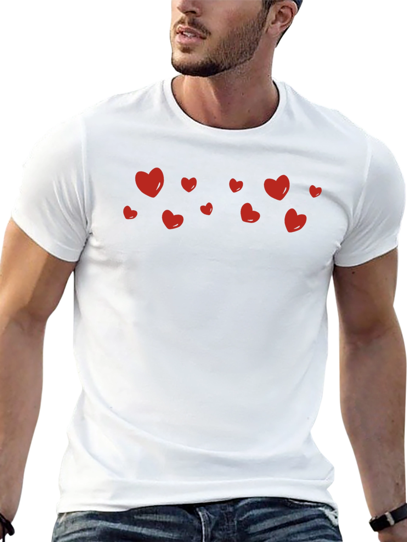 Heart Print Crew Neck T-Shirt