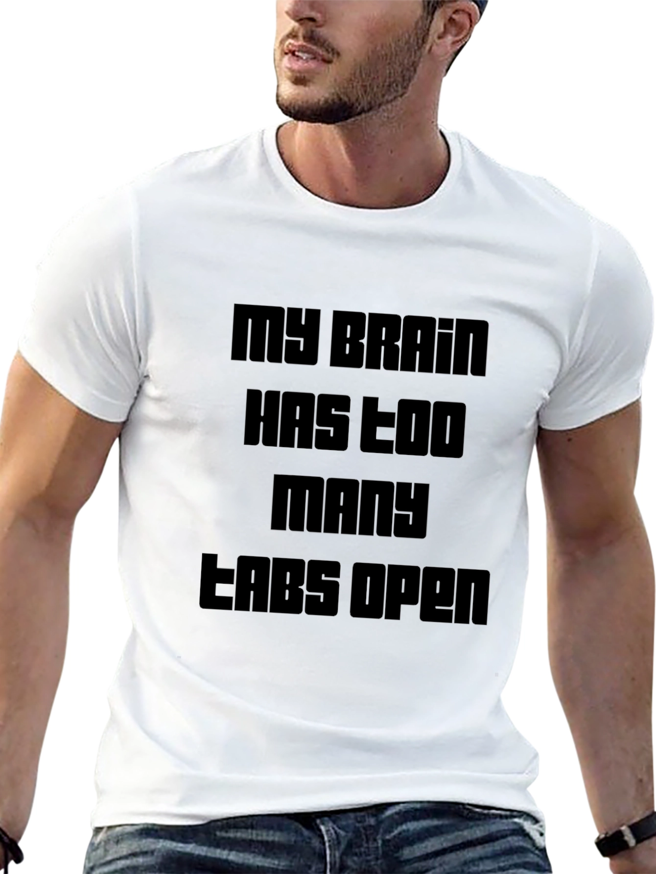 My Brain Has Too Many Tabs Open Black T-Shirt