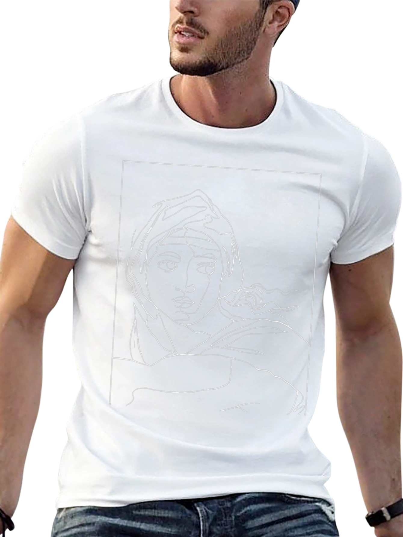 Abstract Line Art Portrait Black T-Shirt