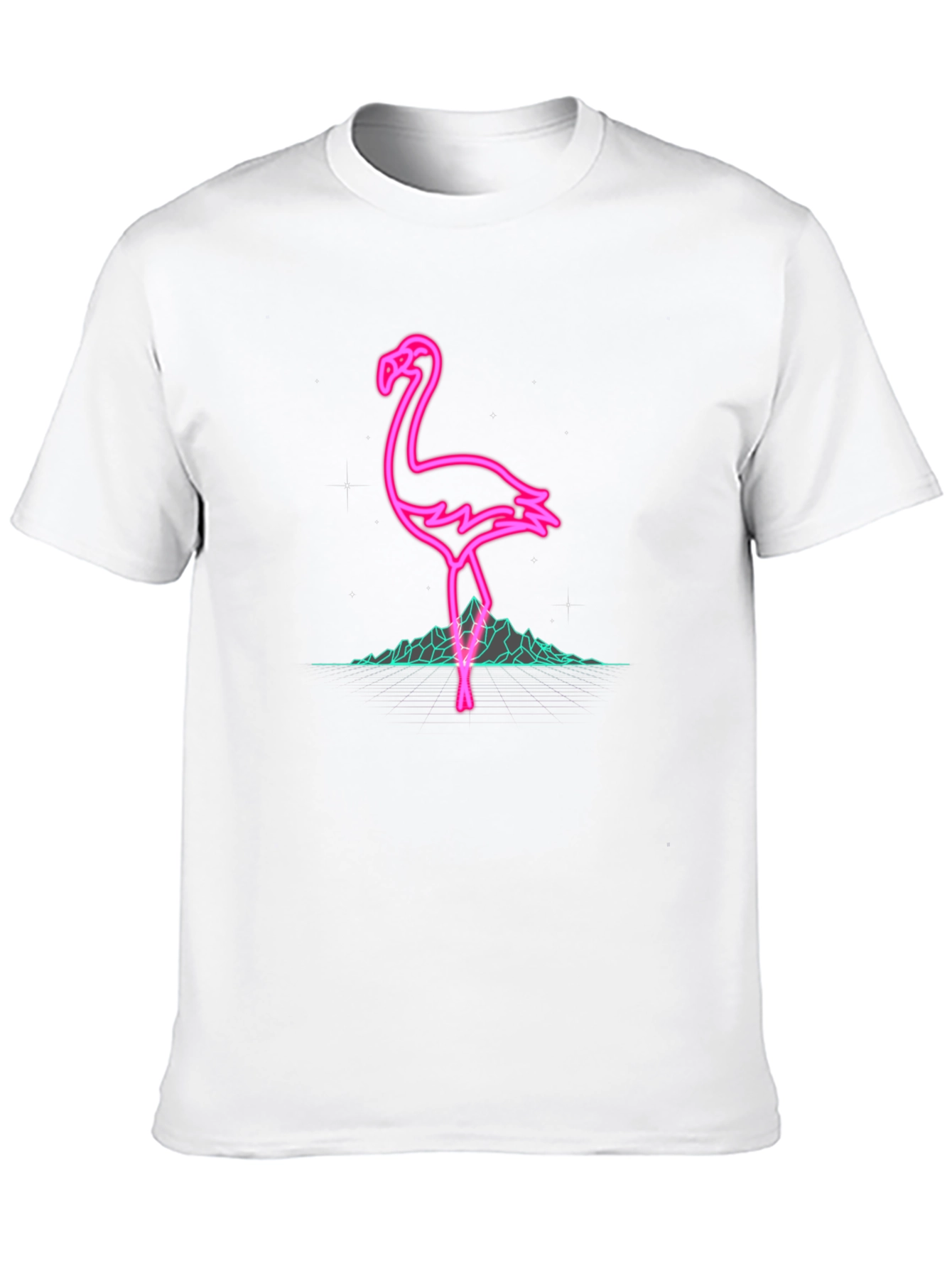 Neon Flamingo Graphic Black T-Shirt