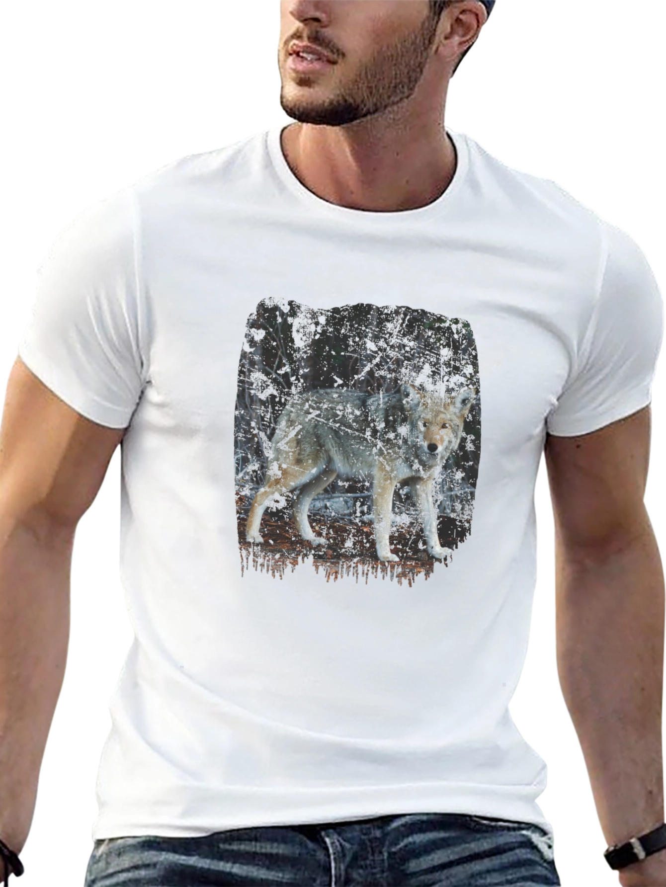Wolf Print Black T-Shirt - Nature Inspired Graphic Tee