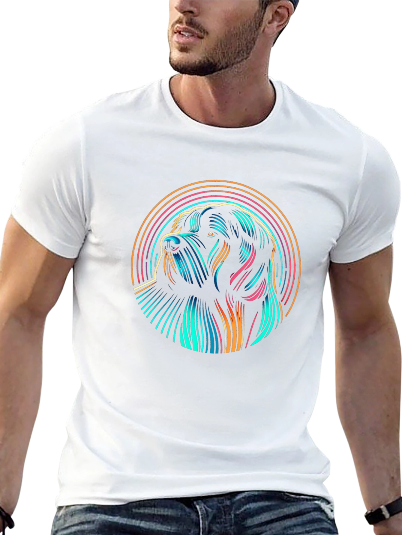 Neon Dog Graphic Black T-Shirt
