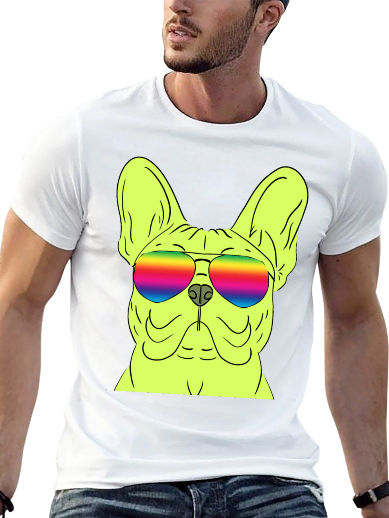 Cool Dog Graphic Tee - Rainbow Sunglasses