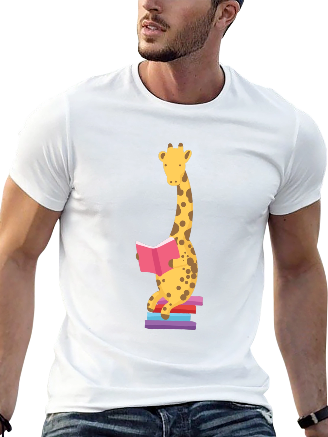 Reading Giraffe Graphic Tee - Soft Cotton Blend