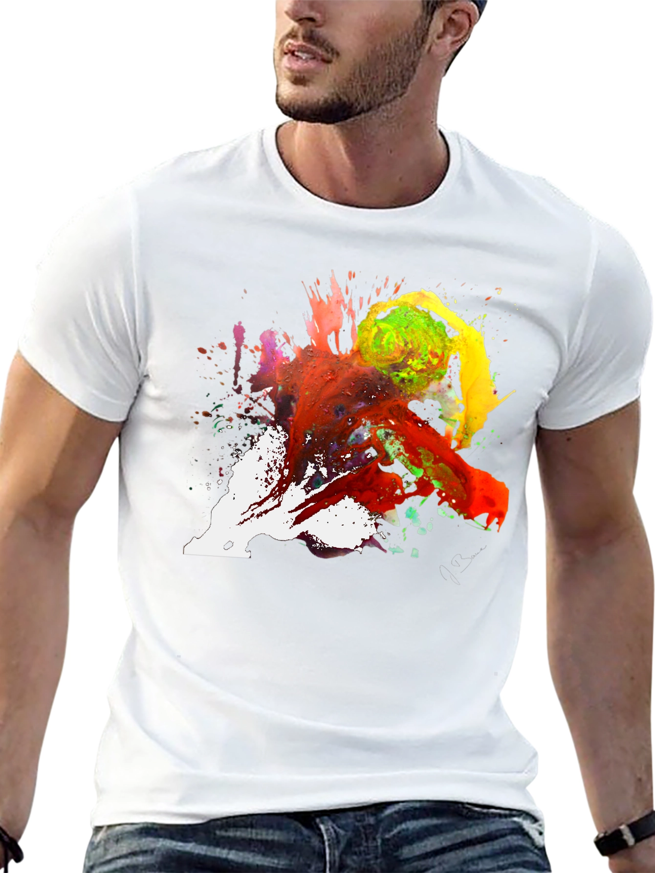 Abstract Paint Splatter Tee - Artistic Black T-Shirt