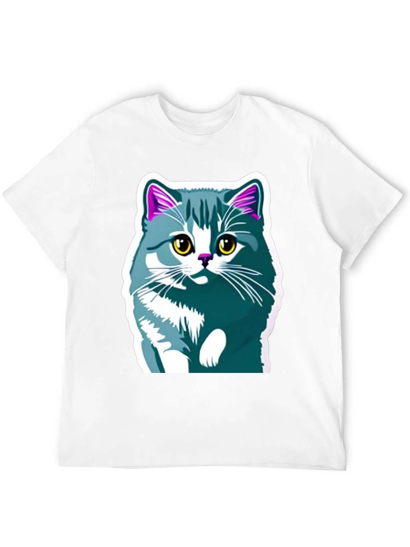 Cute Cat Graphic Tee - Mens Black T-Shirt