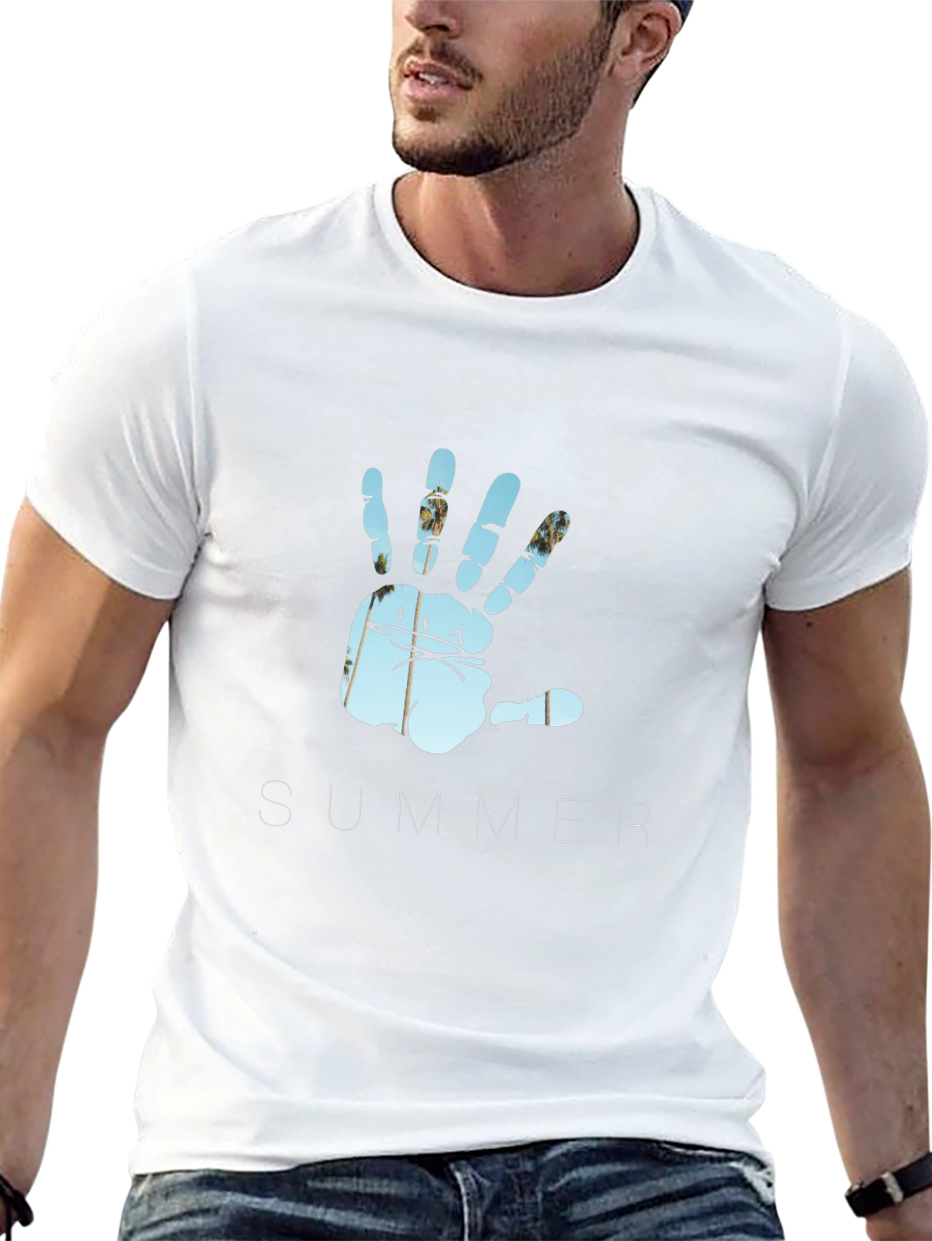Summer Hand Print Black T-Shirt