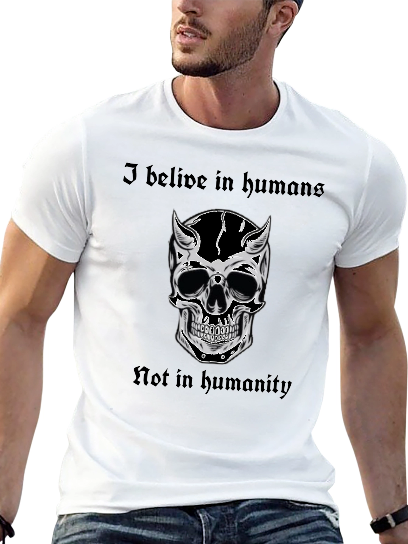 Skull Graphic Tee - I Believe In Humans T-Shirt