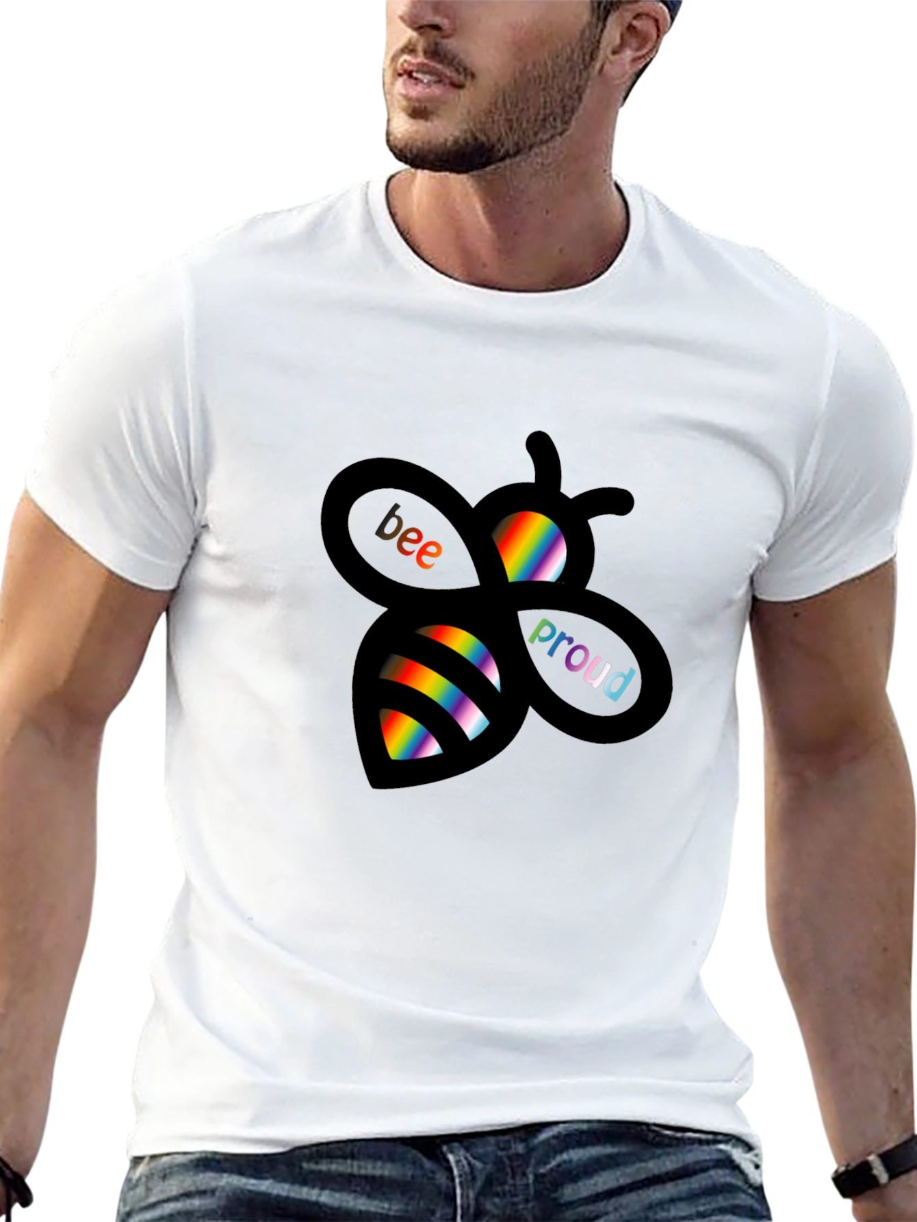 Bee Proud Rainbow Graphic Tee - Black