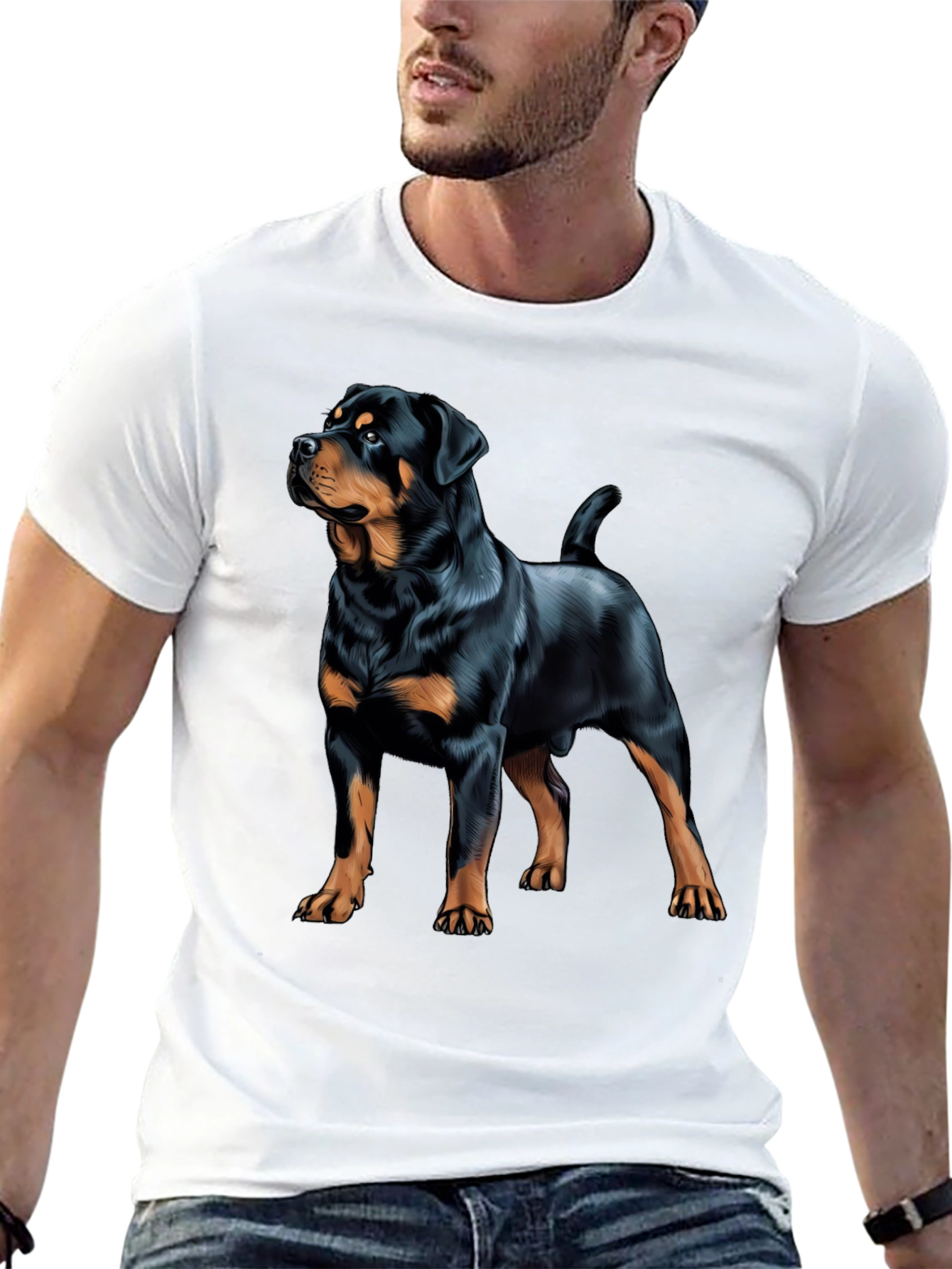 Rottweiler Dog Graphic Print Black T-Shirt