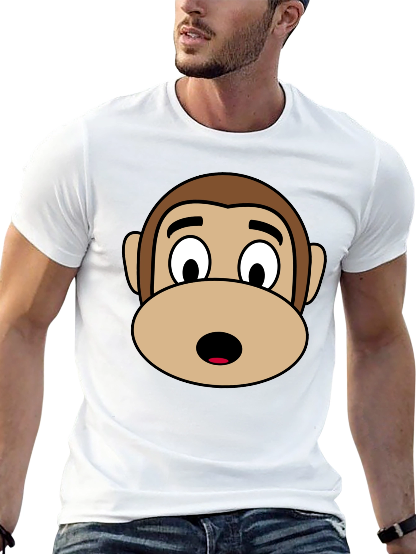 Monkey Face Graphic Tee - Black Unisex T-Shirt