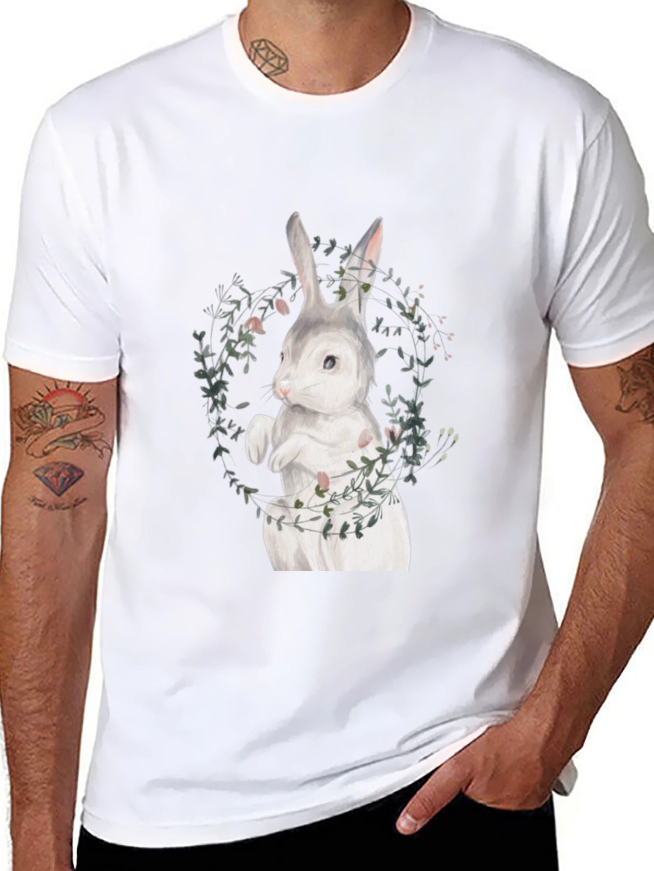 Bunny & Floral Wreath Graphic Tee