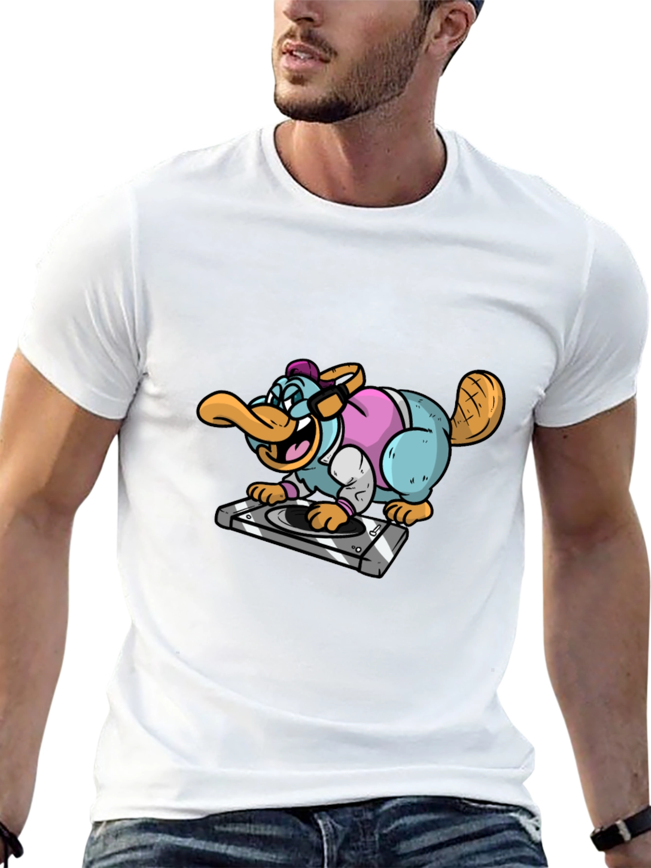 DJ Duck Beaver T-Shirt - Black Cotton Tee