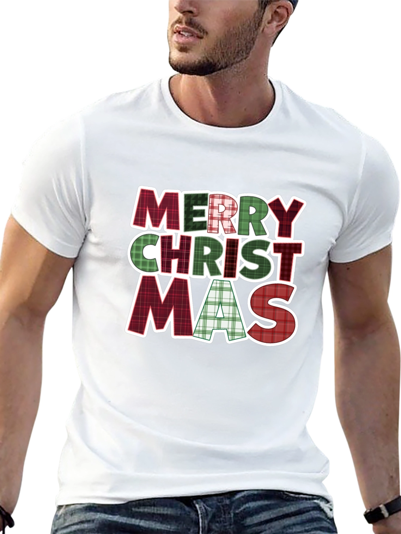 Merry Christmas Plaid T-Shirt