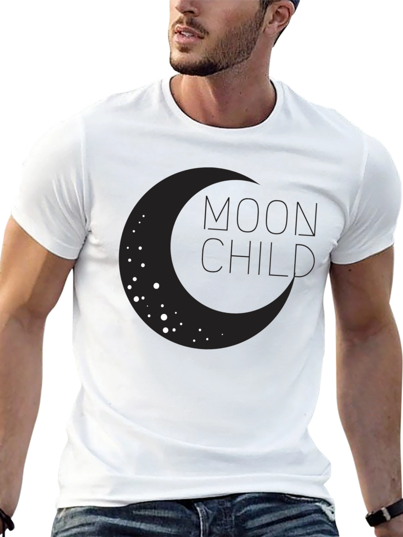 Moon Child Graphic Tee - Black Cotton T-Shirt