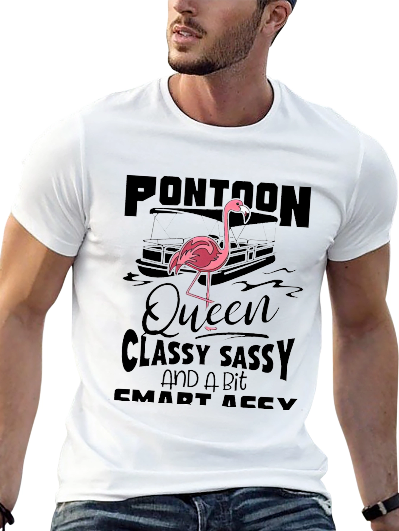 Pontoon Queen Flamingo Graphic T-Shirt