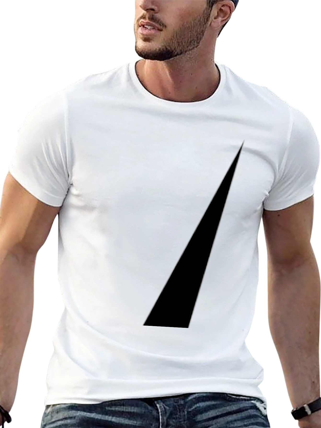 Modern Black Tee with Geometric Accent