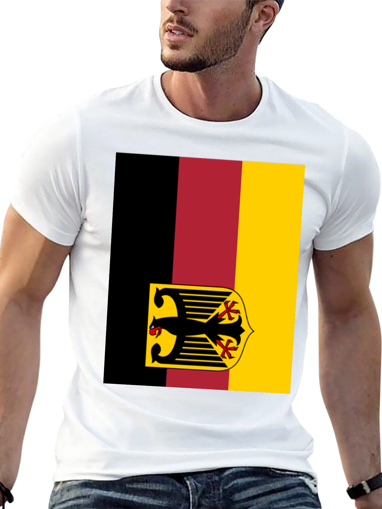 German Flag Graphic Print Crew Neck T-Shirt