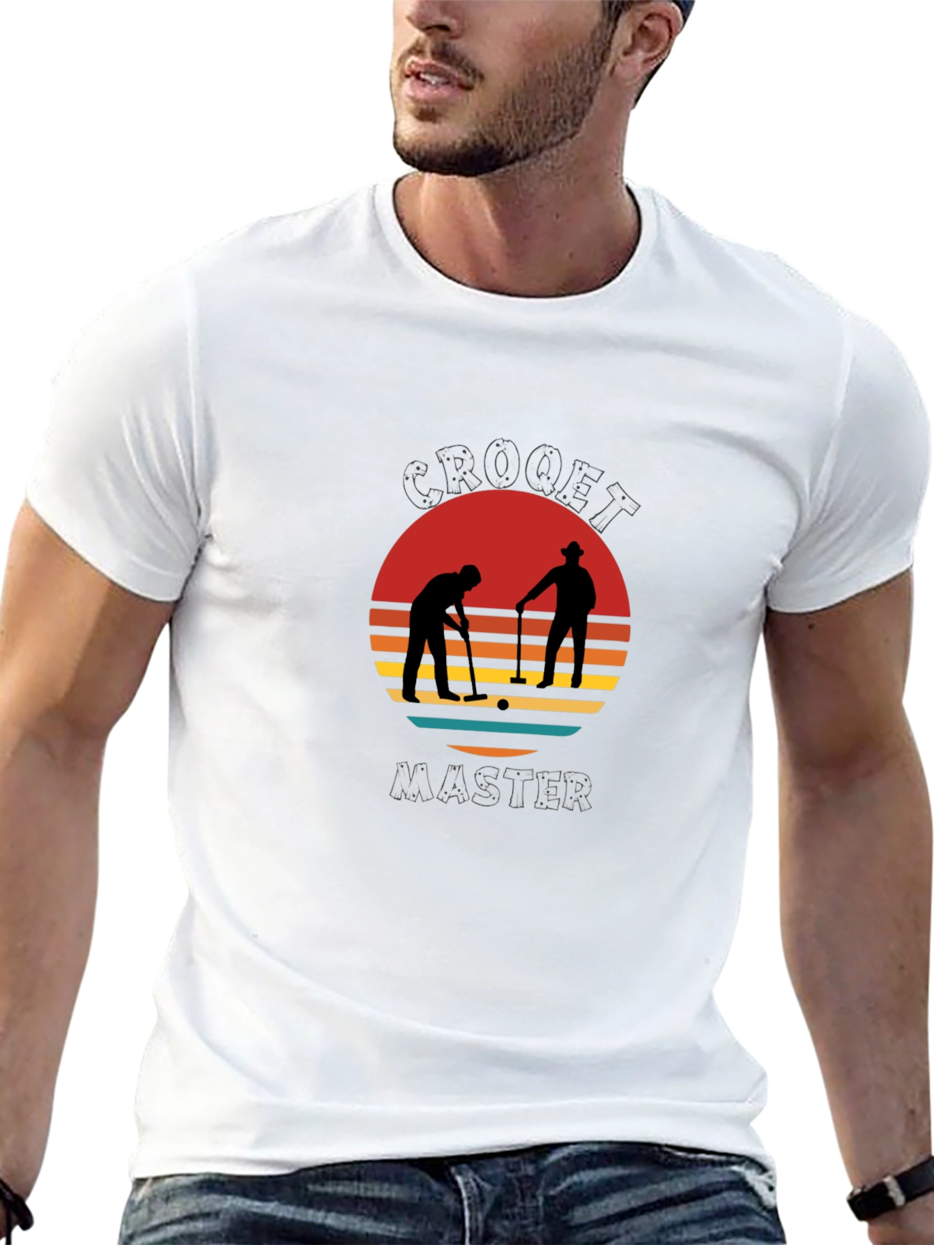 Croquet Master T-Shirt - Retro Sunset Design