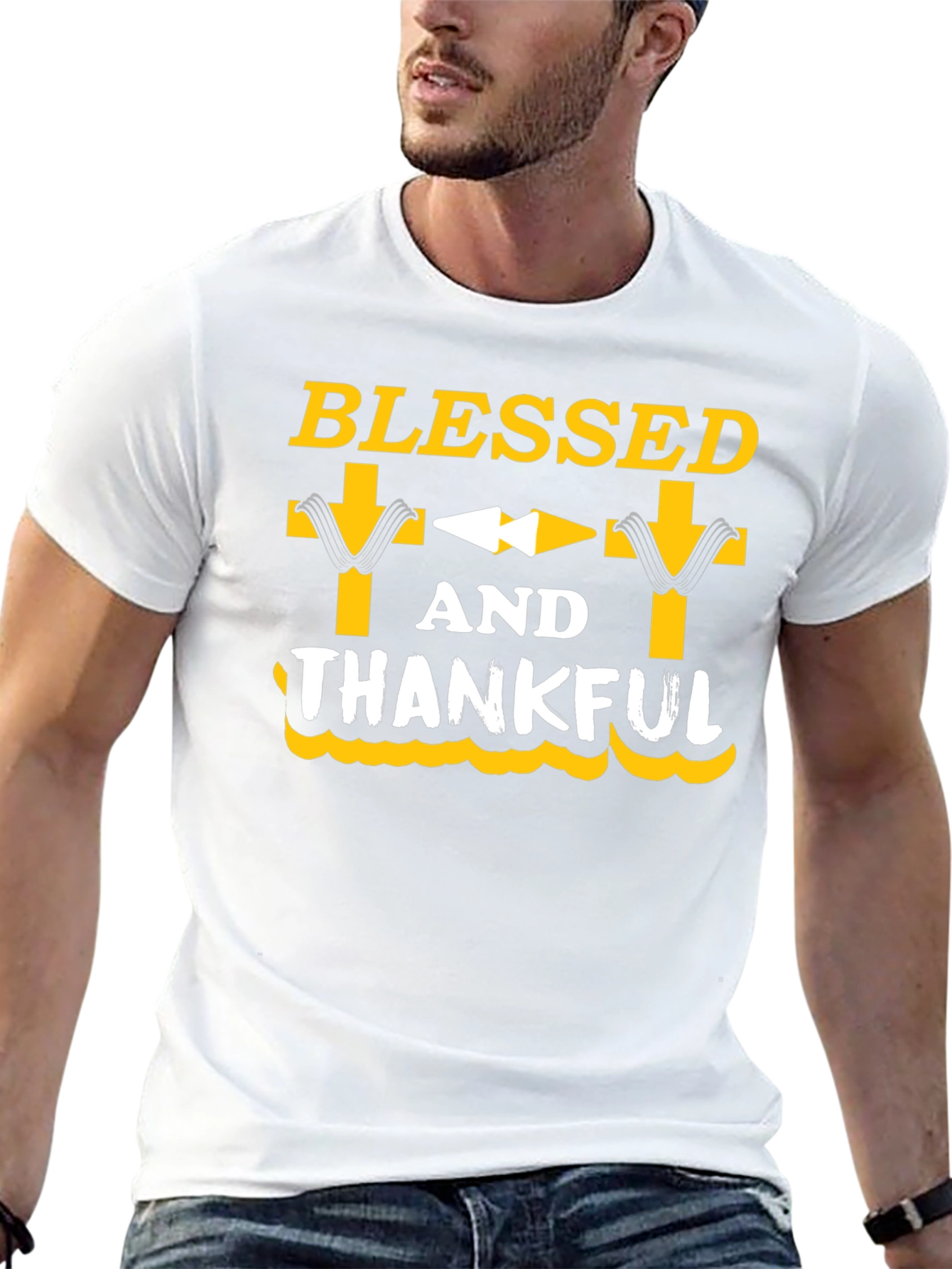 Blessed and Thankful Graphic Tee - Black