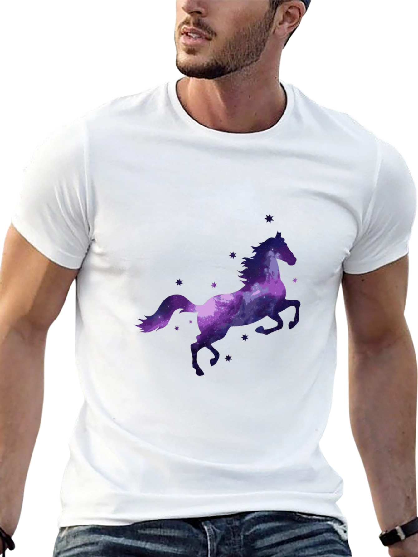 Galaxy Horse Graphic Tee - Stylish Black T-Shirt