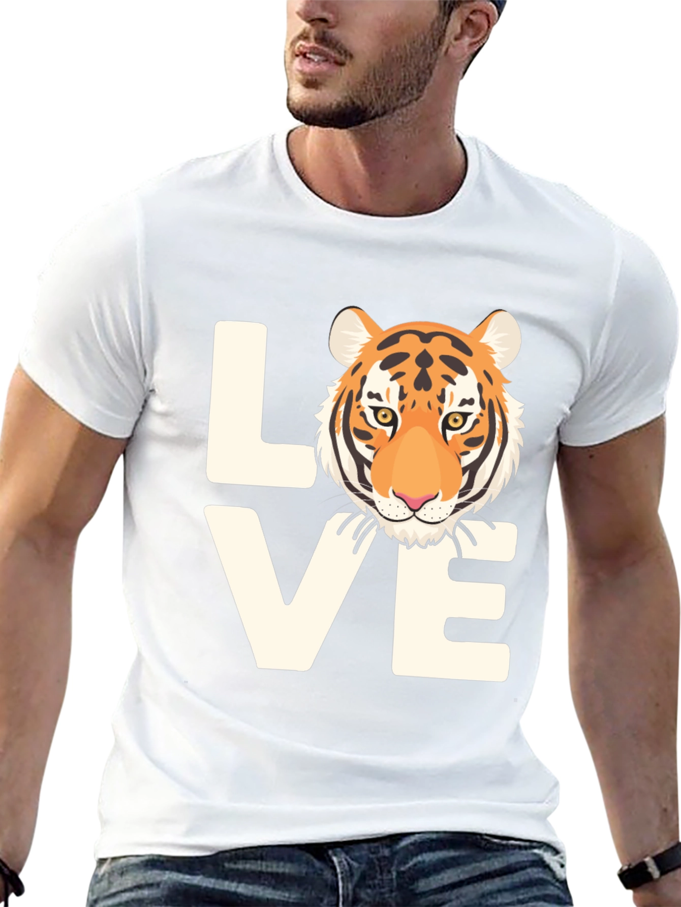 Love Tiger Graphic Tee - Black Cotton T-Shirt