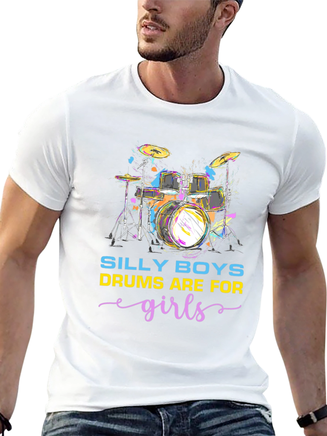 Silly Boys Drums Are For Girls Black T-Shirt