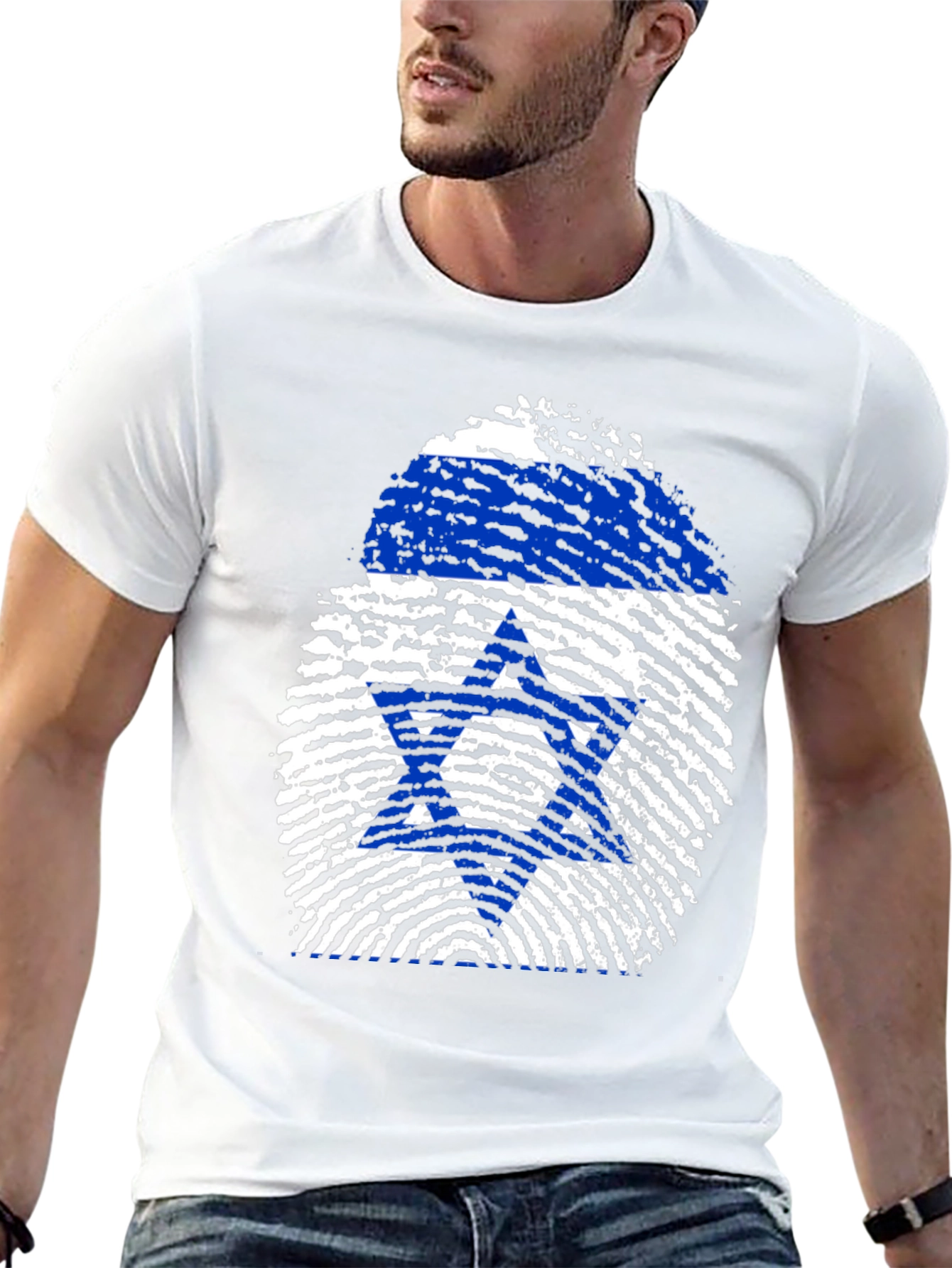Israel Flag Fingerprint Graphic Tee
