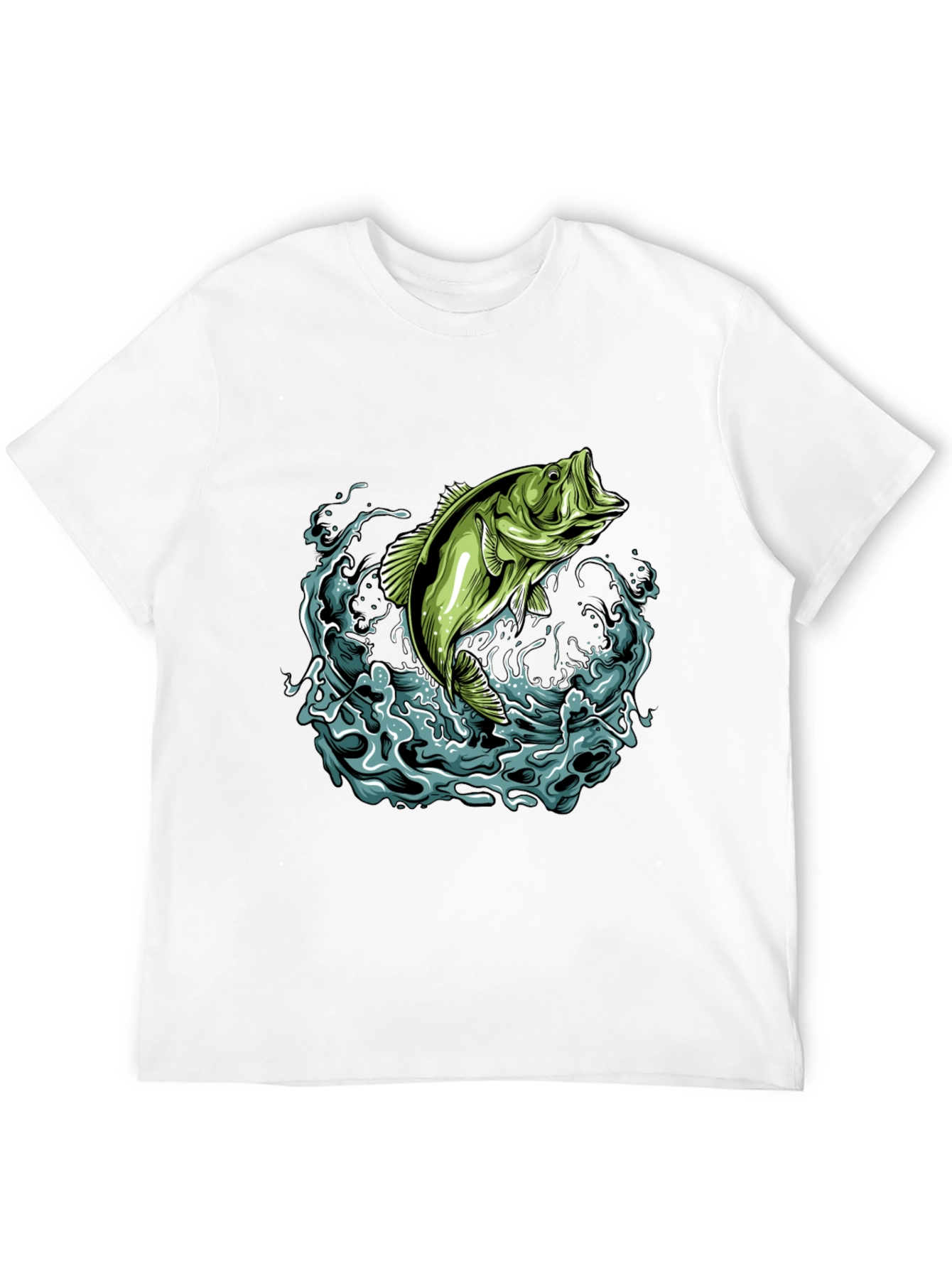 Bass Fishing Graphic Tee - Black Cotton T-Shirt
