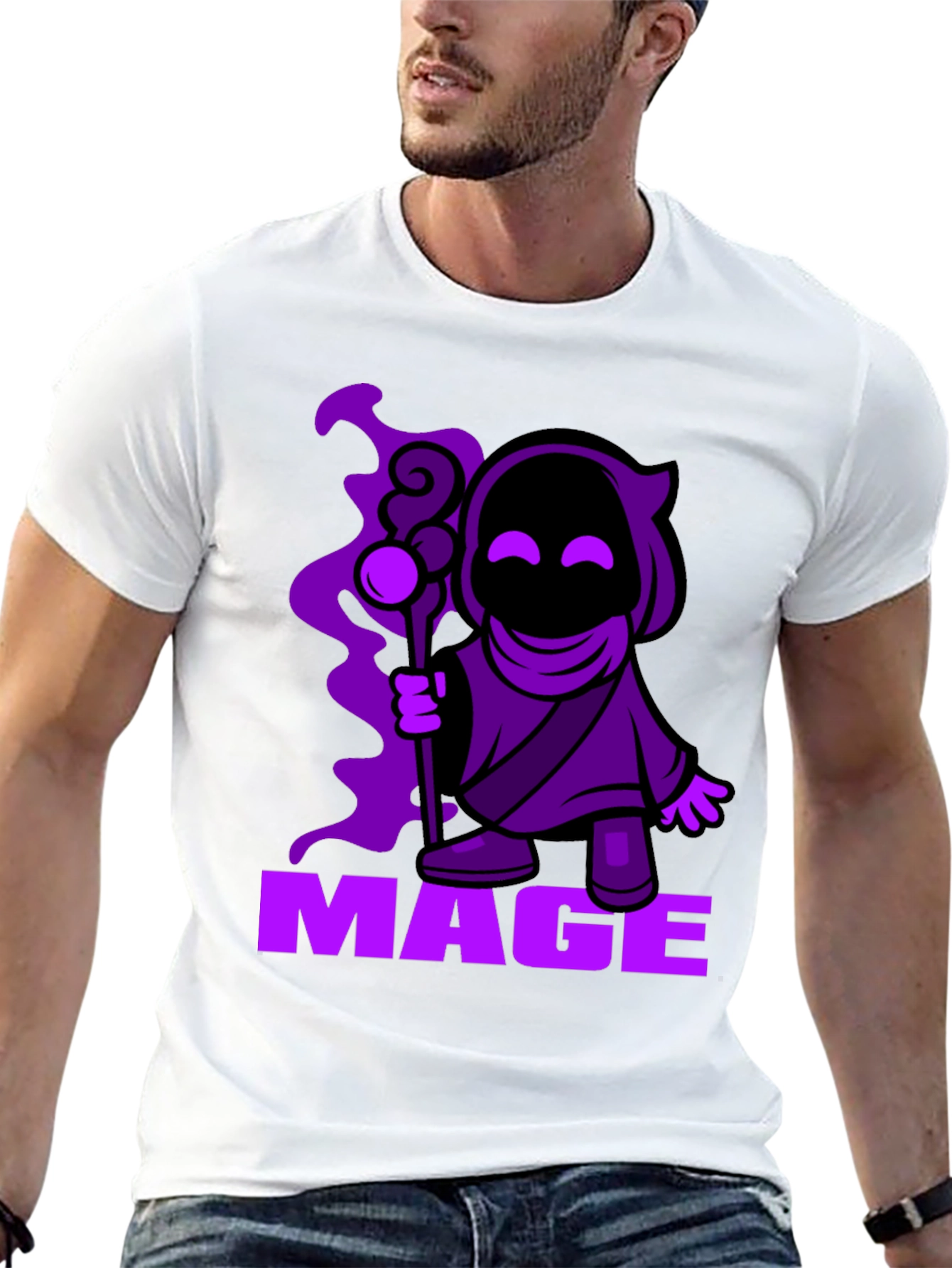 Mage Cartoon Graphic Black T-Shirt