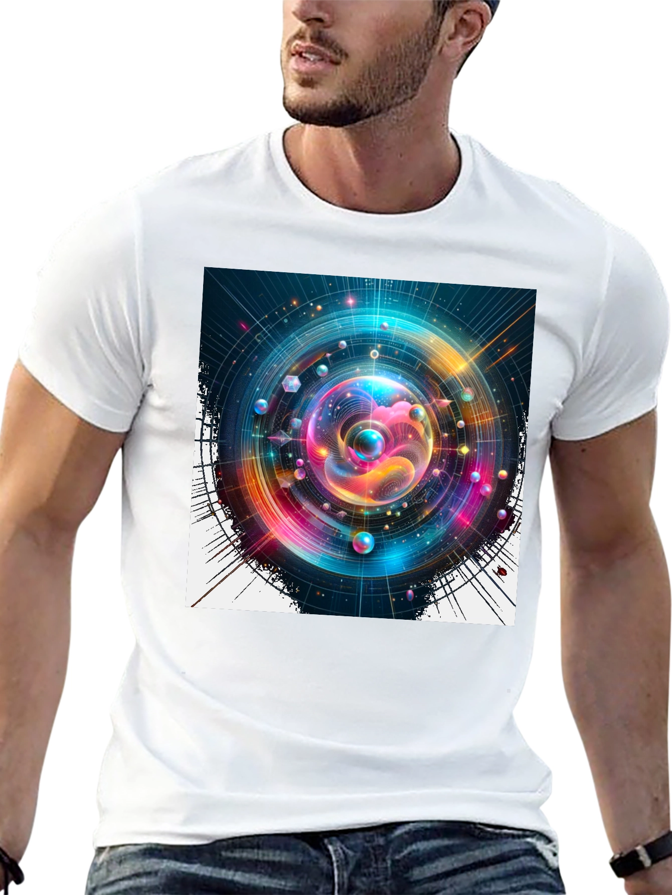 Abstract Universe Graphic Black T-Shirt