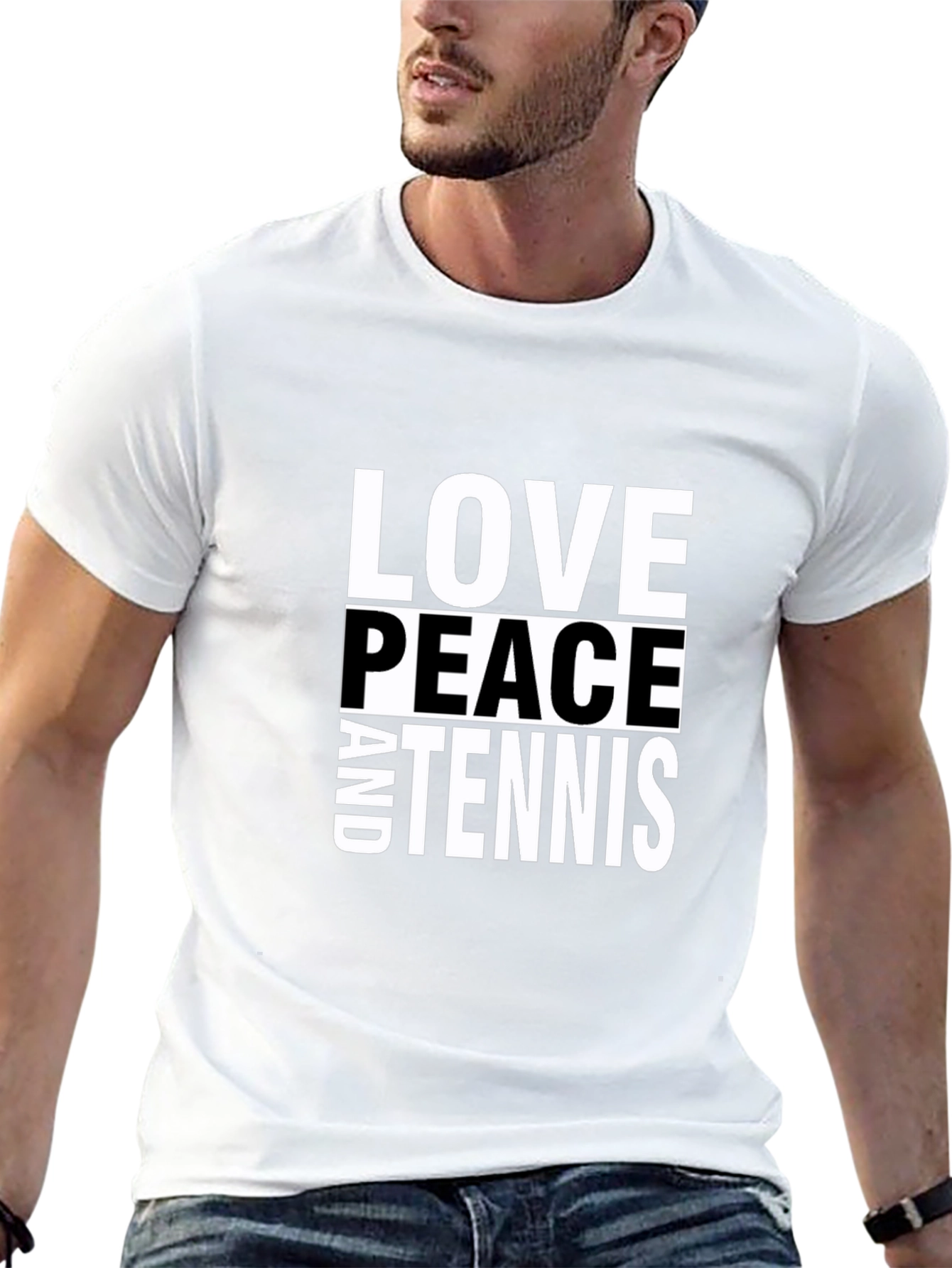 Love Peace and Tennis Black T-Shirt