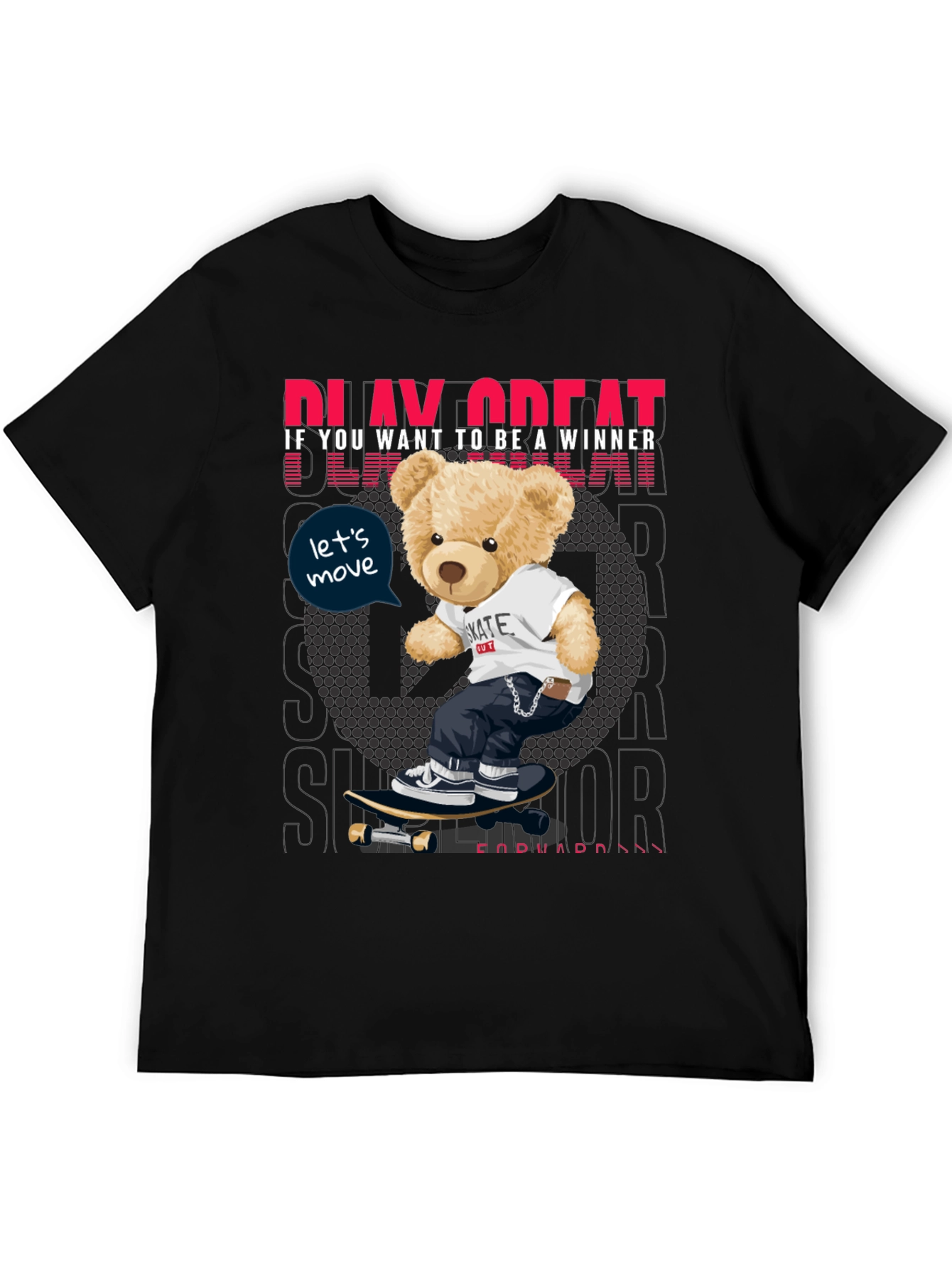 Cool Bear Skateboarder Graphic T-Shirt