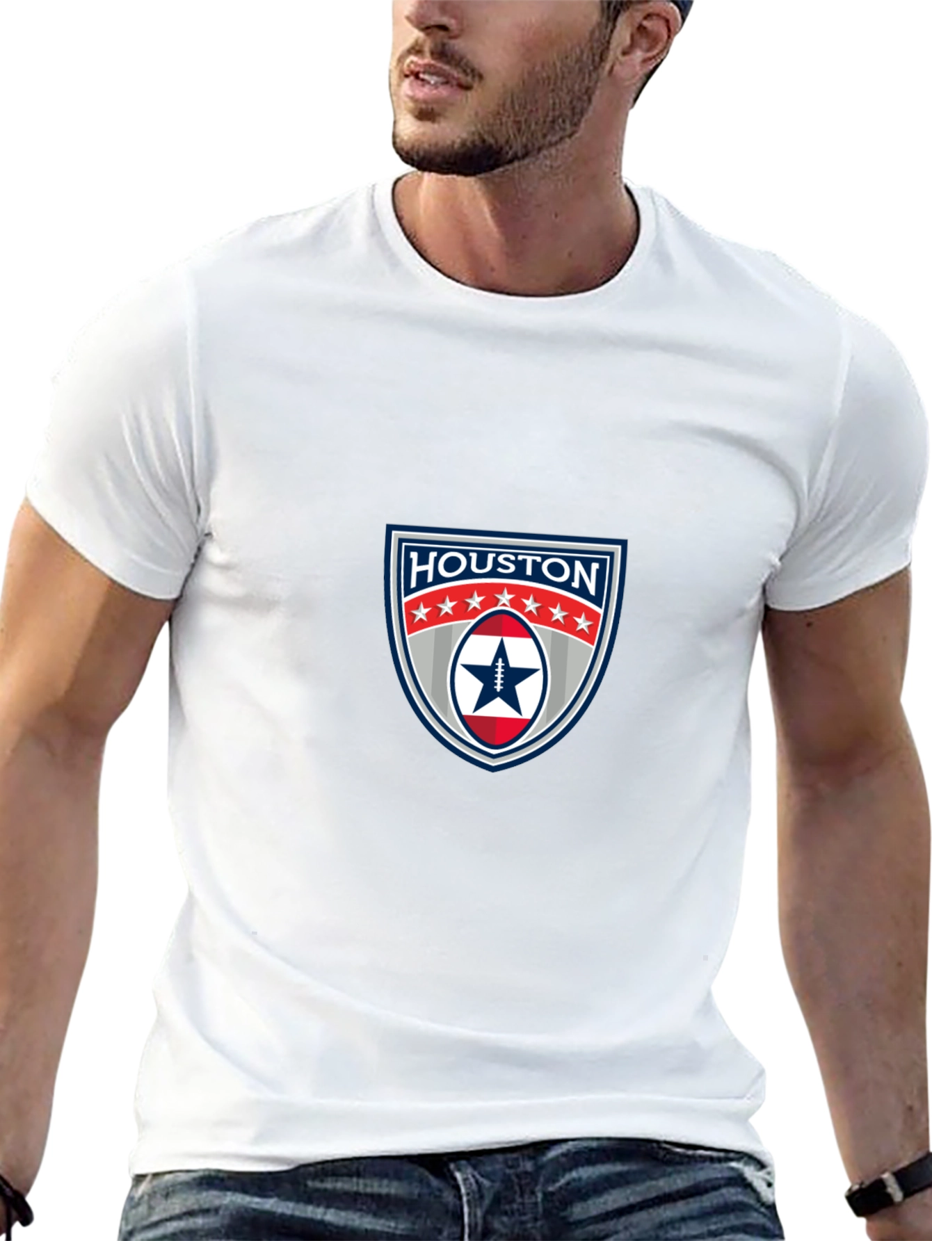 Houston Football Shield Black T-Shirt