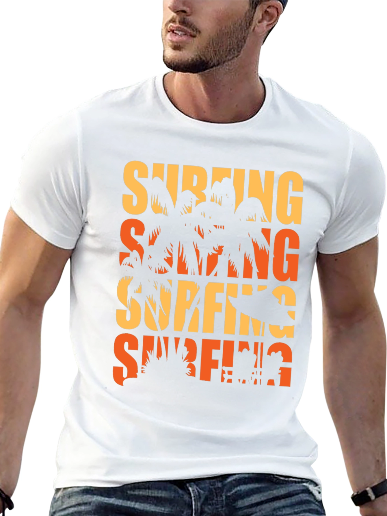 Surfing Palm Tree Graphic Tee