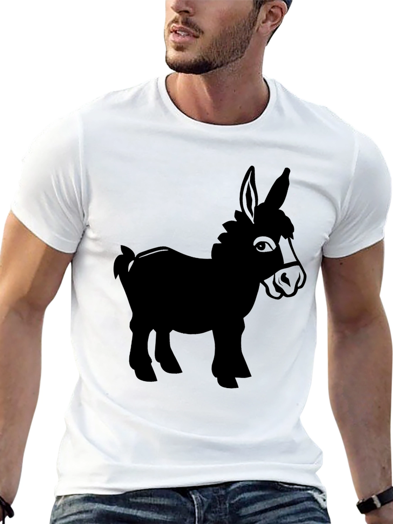 Donkey Silhouette Graphic Tee - Black Cotton Blend