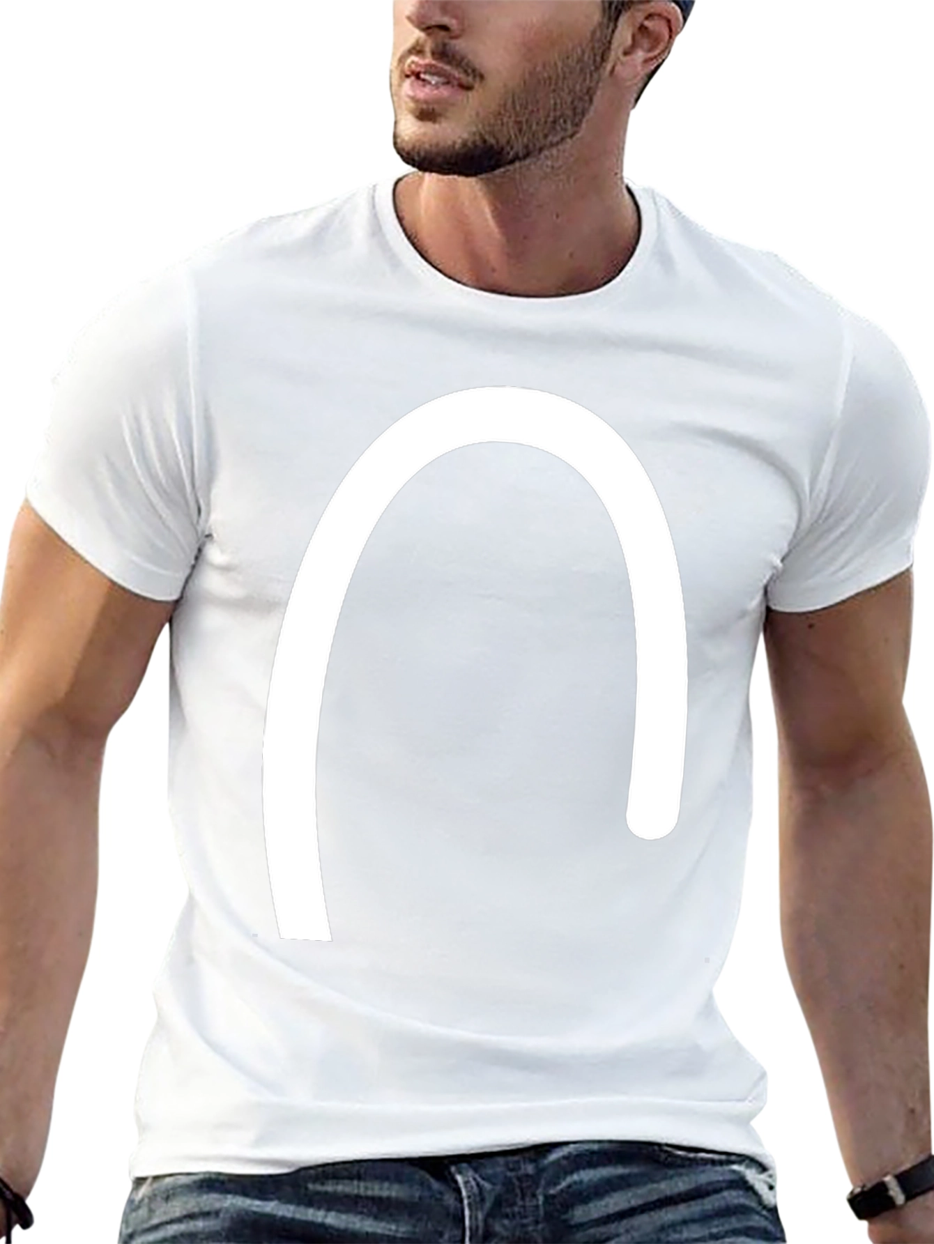 Minimalist Curved Line Black T-Shirt