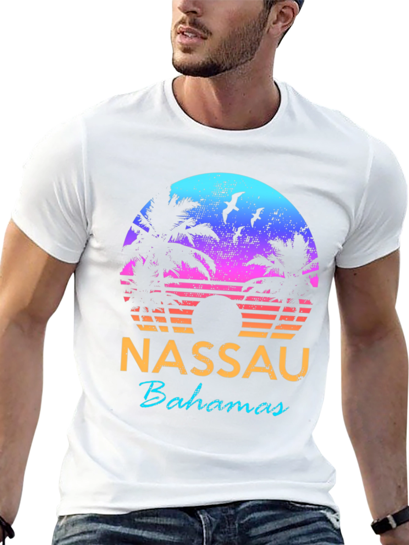 Nassau Bahamas Retro Sunset T-Shirt