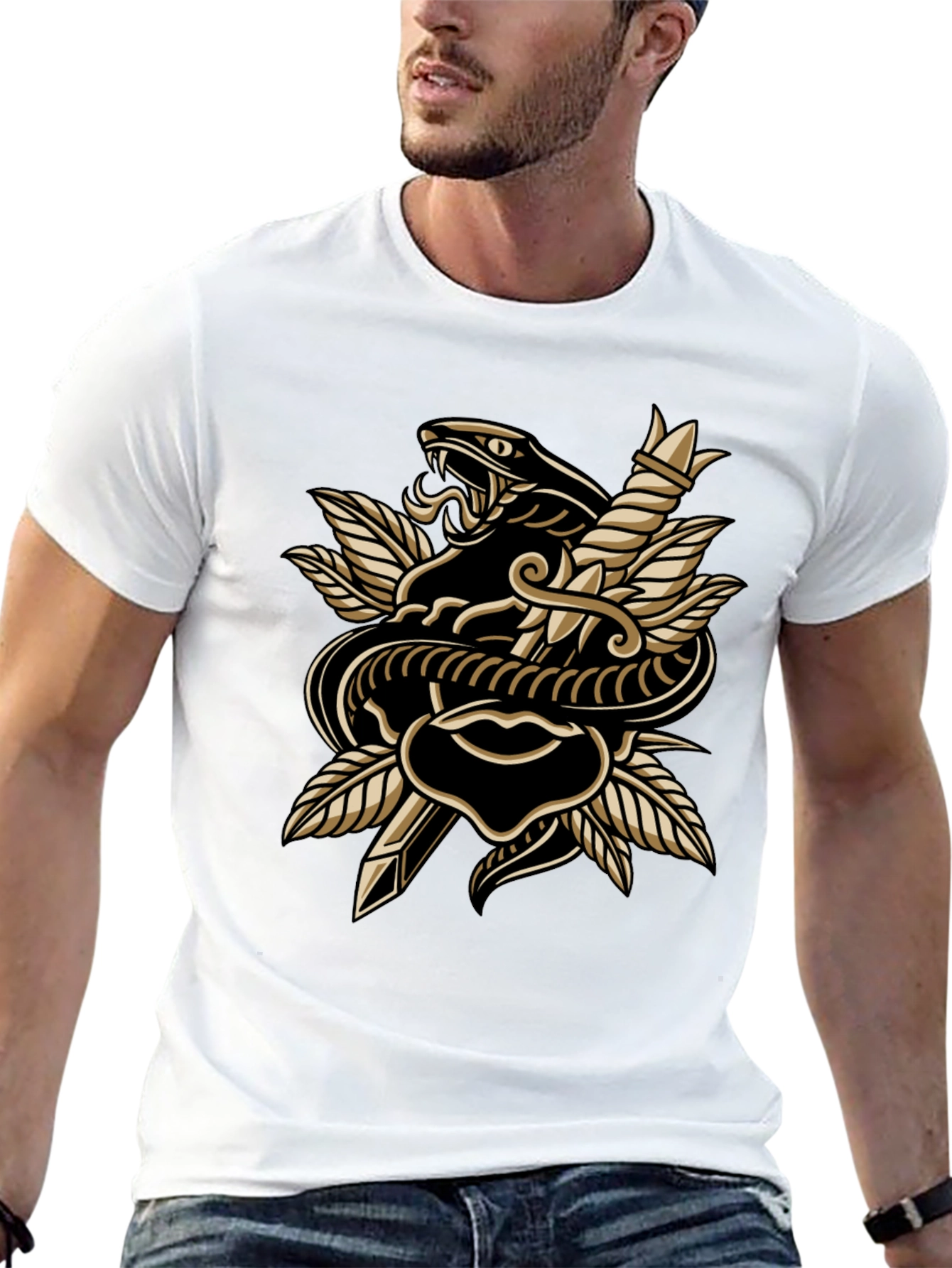 Snake & Dagger Graphic Tee - Edgy Style