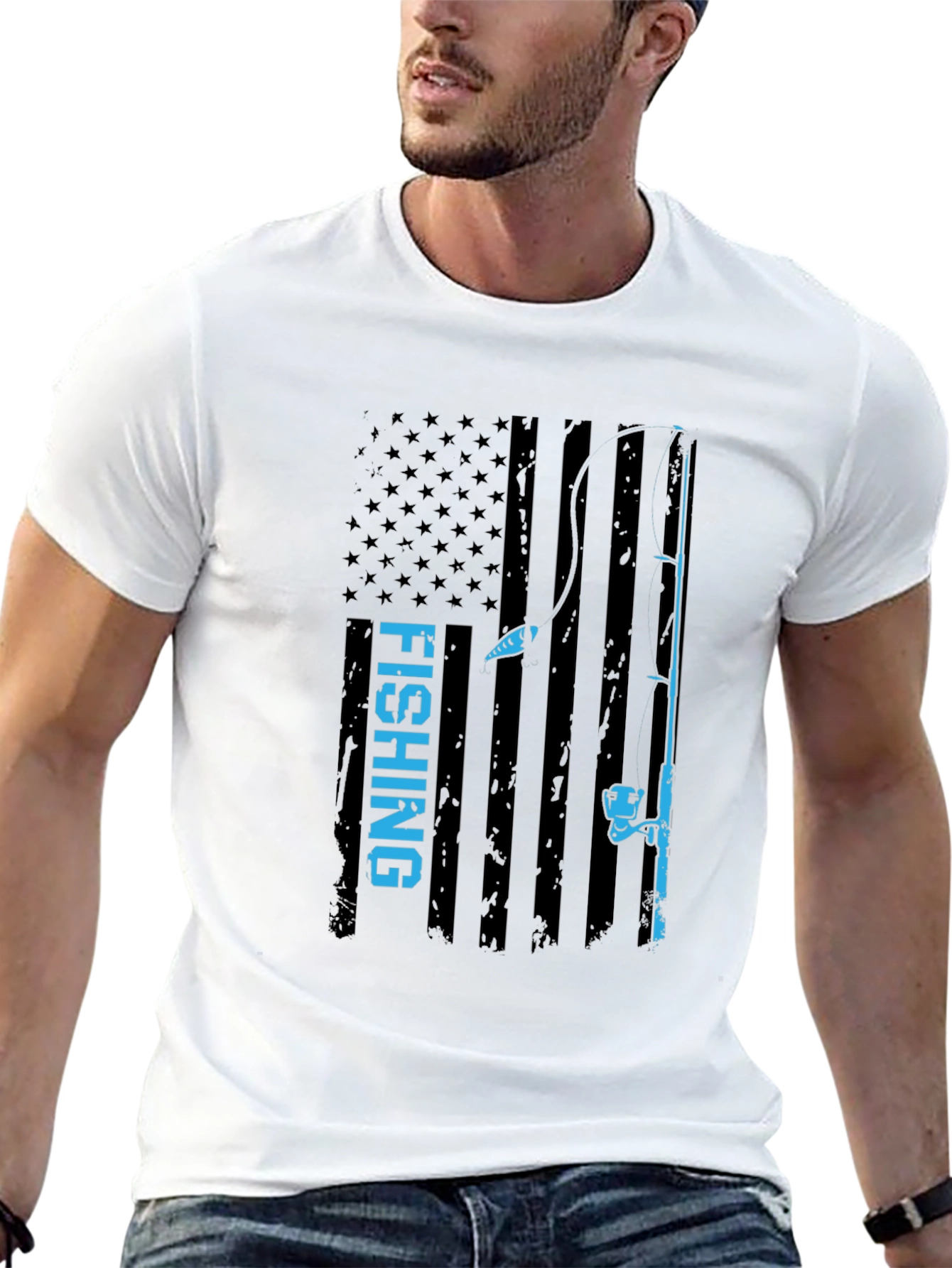 Fishing Flag T-Shirt - Patriotic Angler Tee