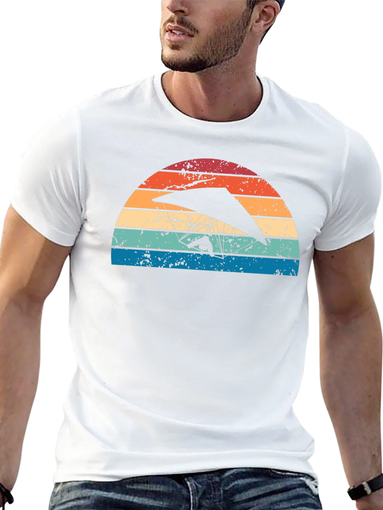 Hang Gliding Sunset Graphic Tee - Black Cotton Shirt