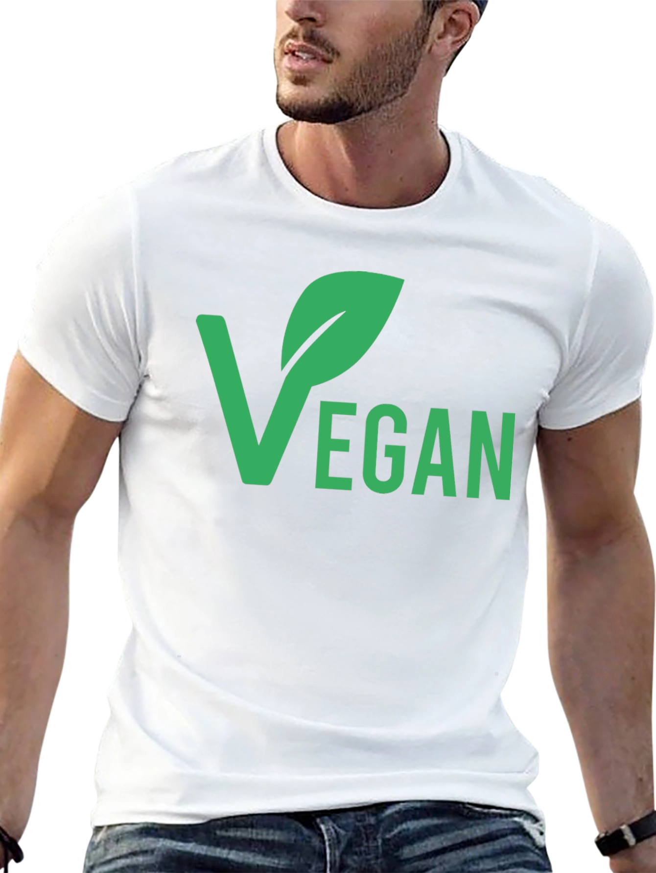 Vegan Graphic T-Shirt - Black Green Print
