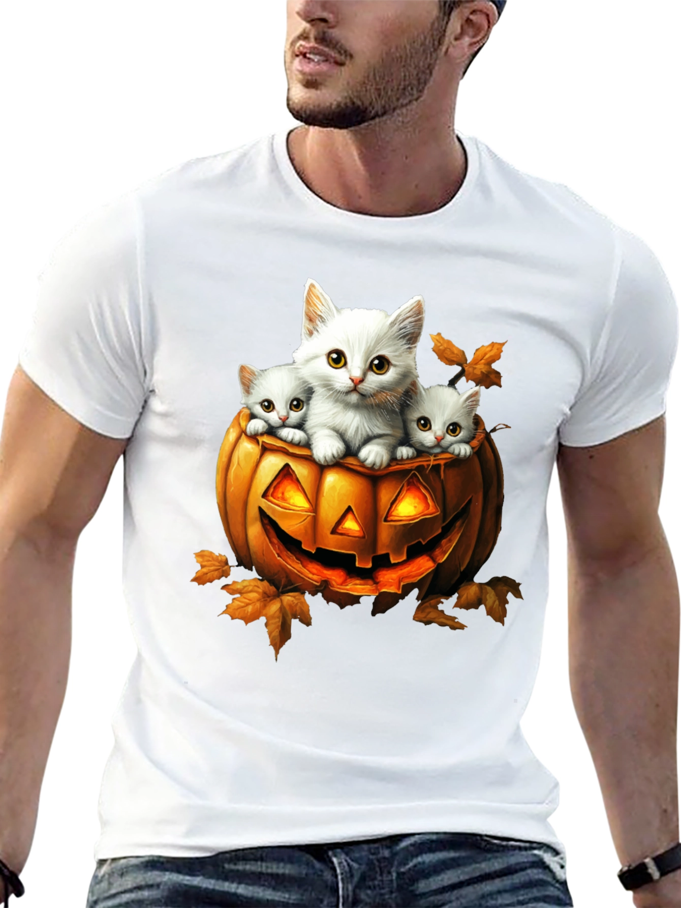 Halloween Cats in Pumpkin T-Shirt