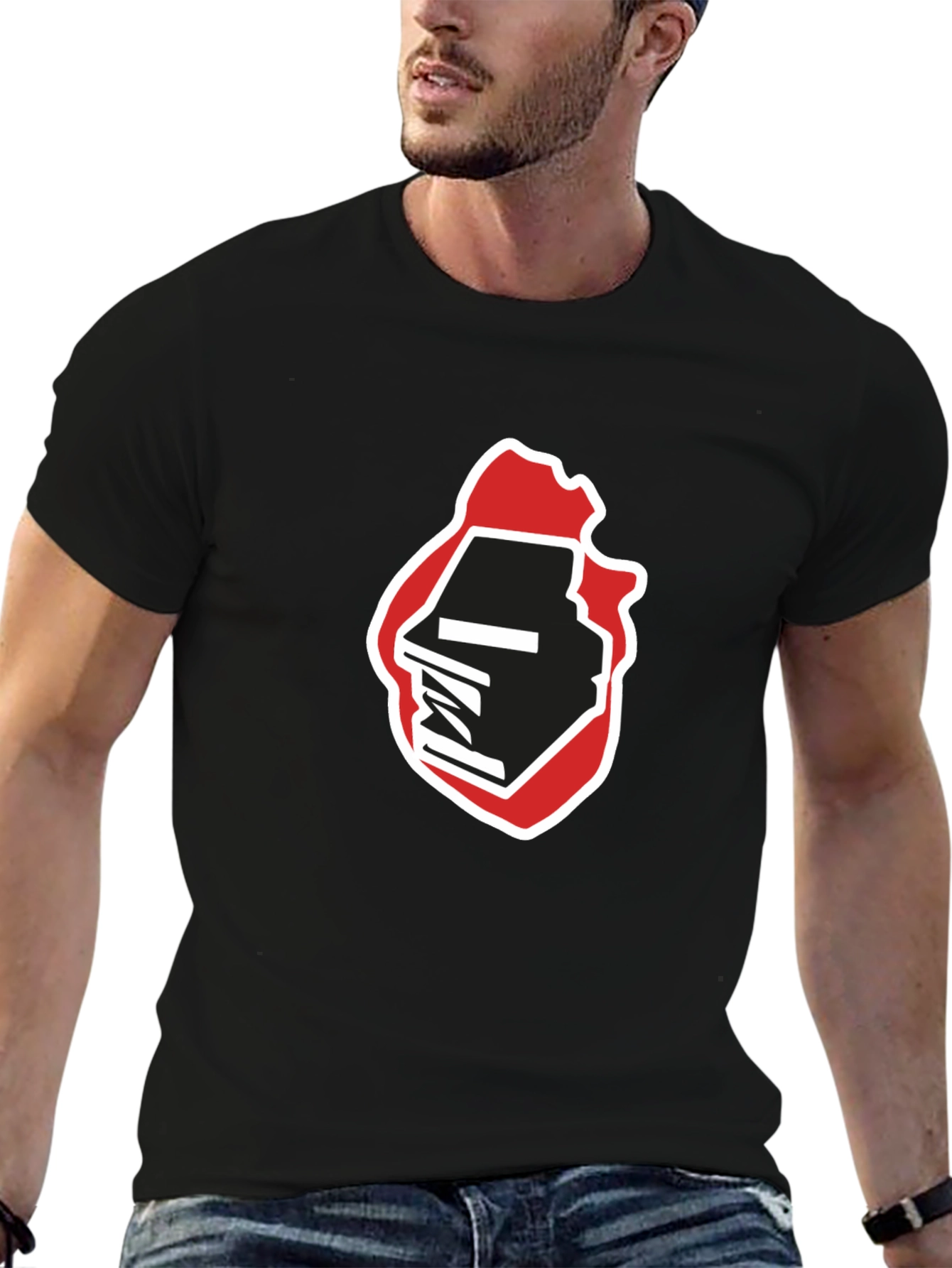 Abstract Graphic Print Black T-Shirt
