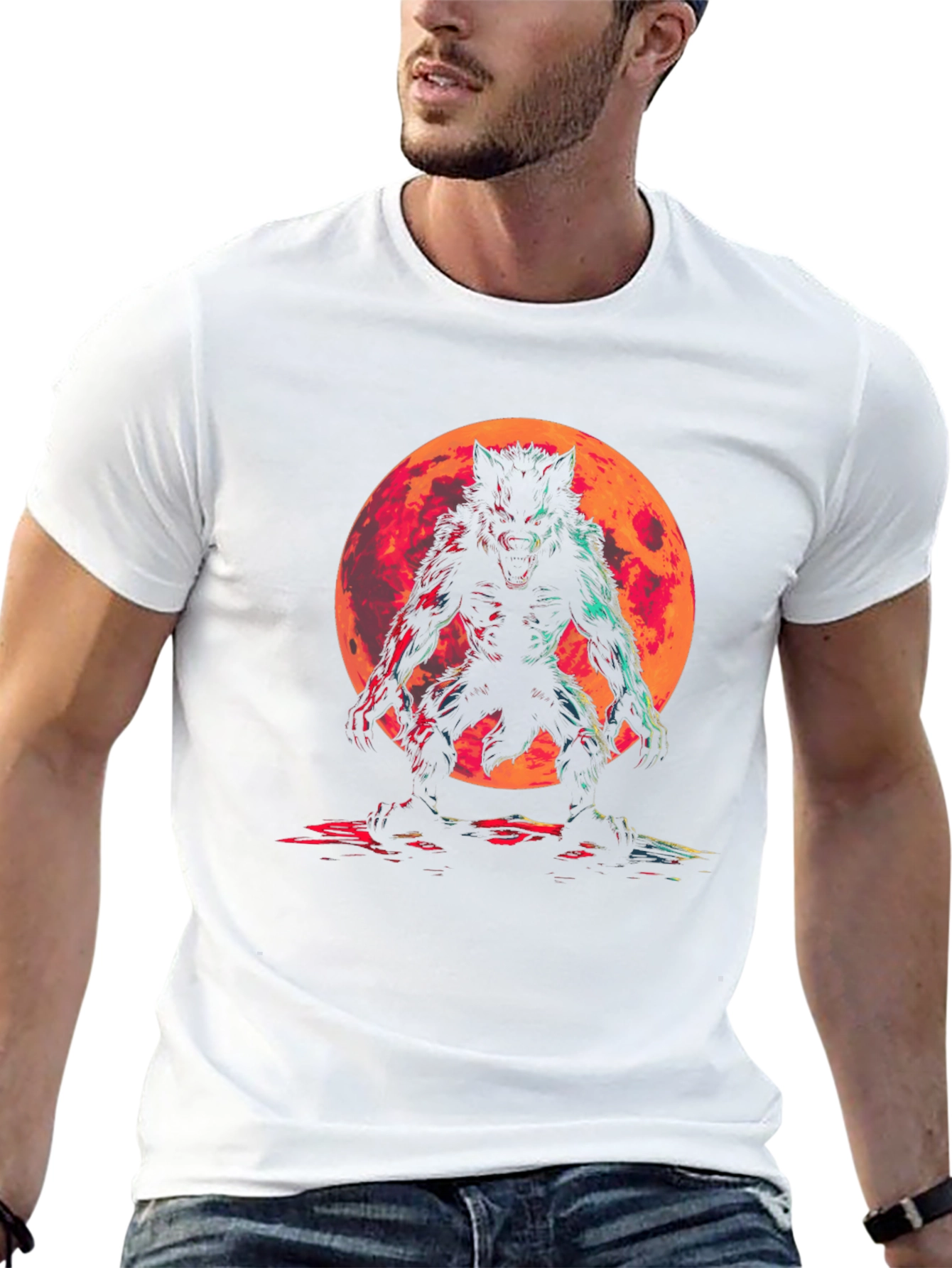 Werewolf Moon Graphic Tee - Black Cotton