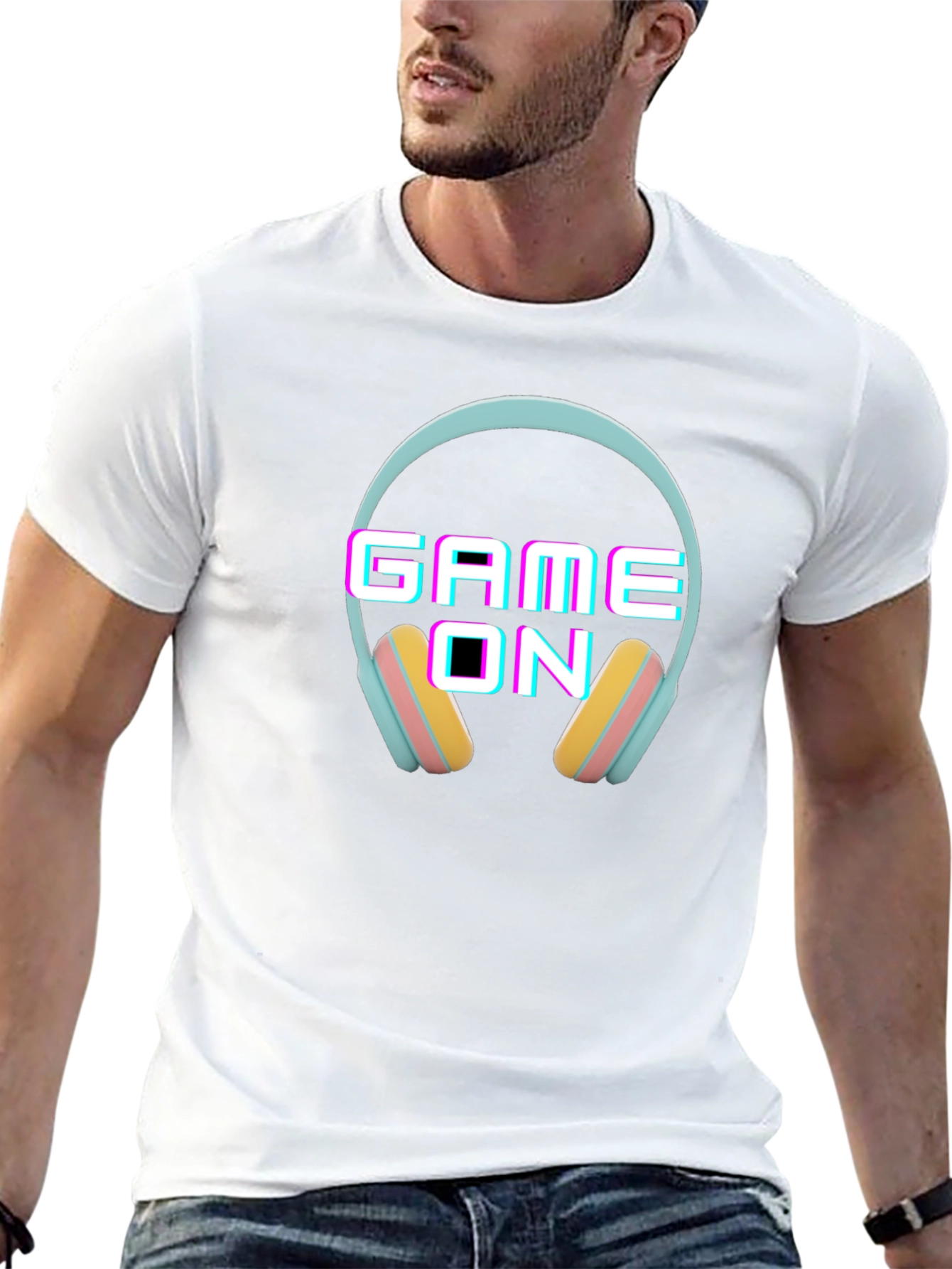 Game On Headphone Graphic Black T-Shirt