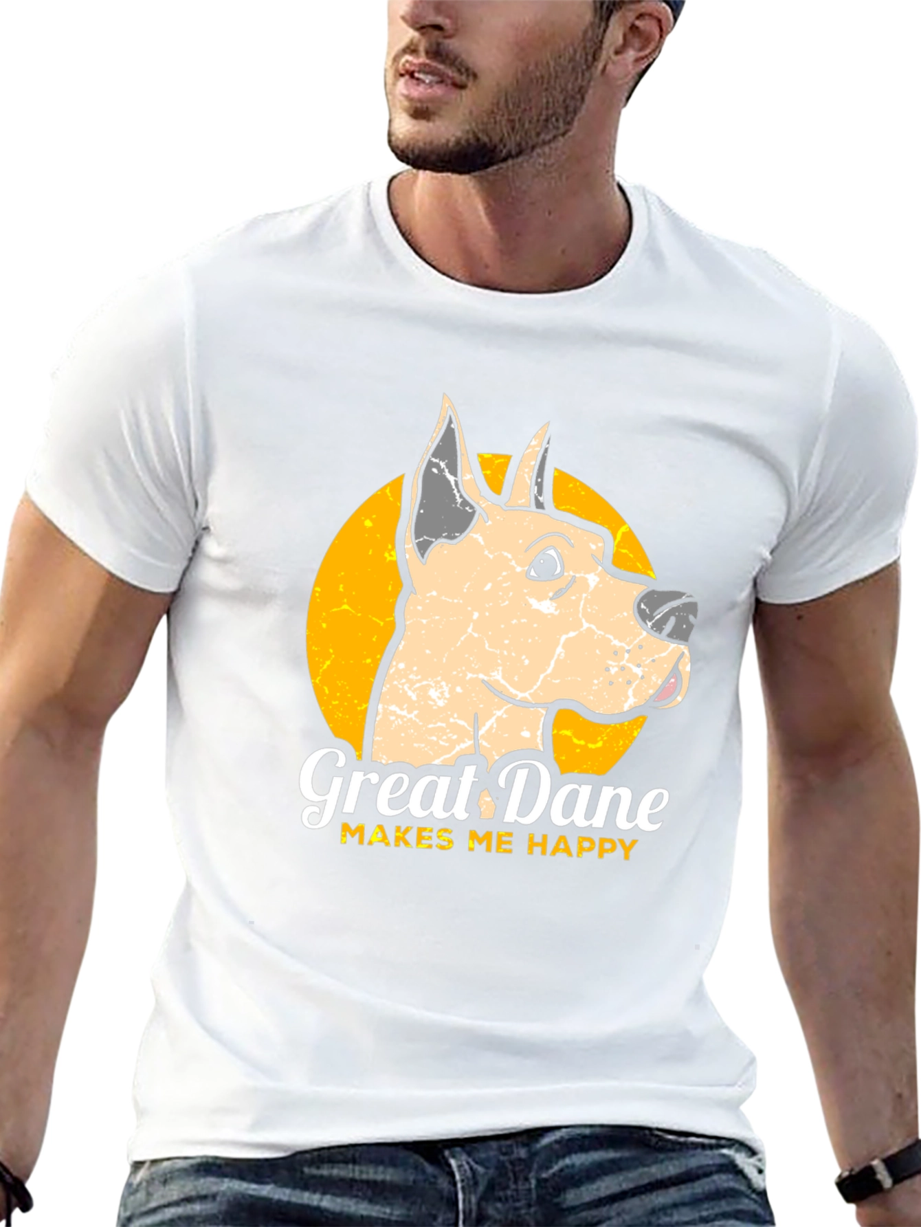 Great Dane Makes Me Happy Graphic Tee