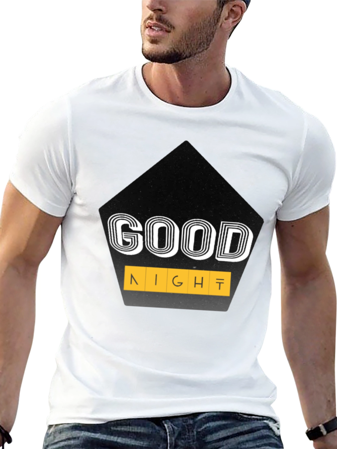 Good Night Graphic Tee - Stylish Mens Black T-Shirt