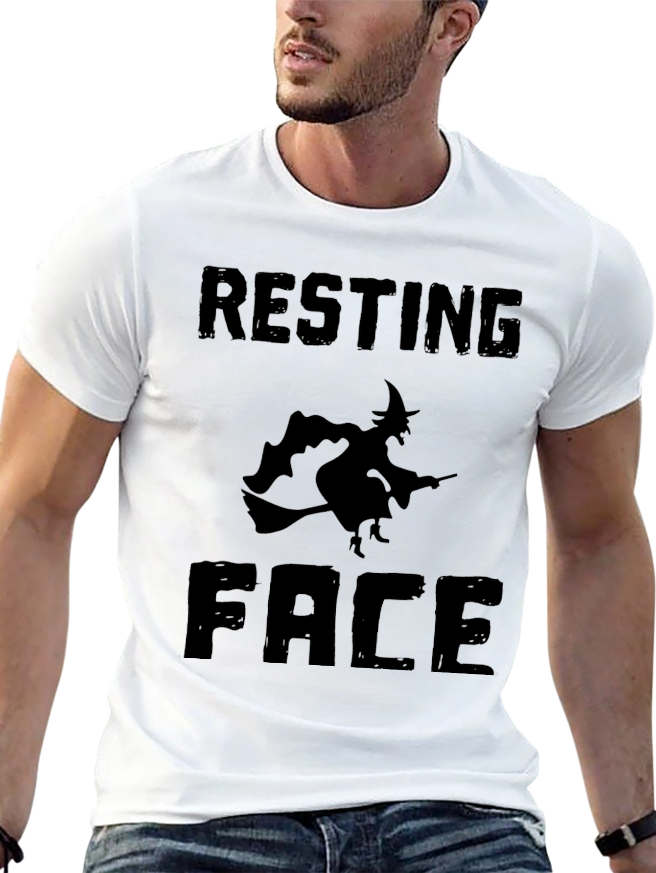 Resting Witch Face Halloween Graphic Tee