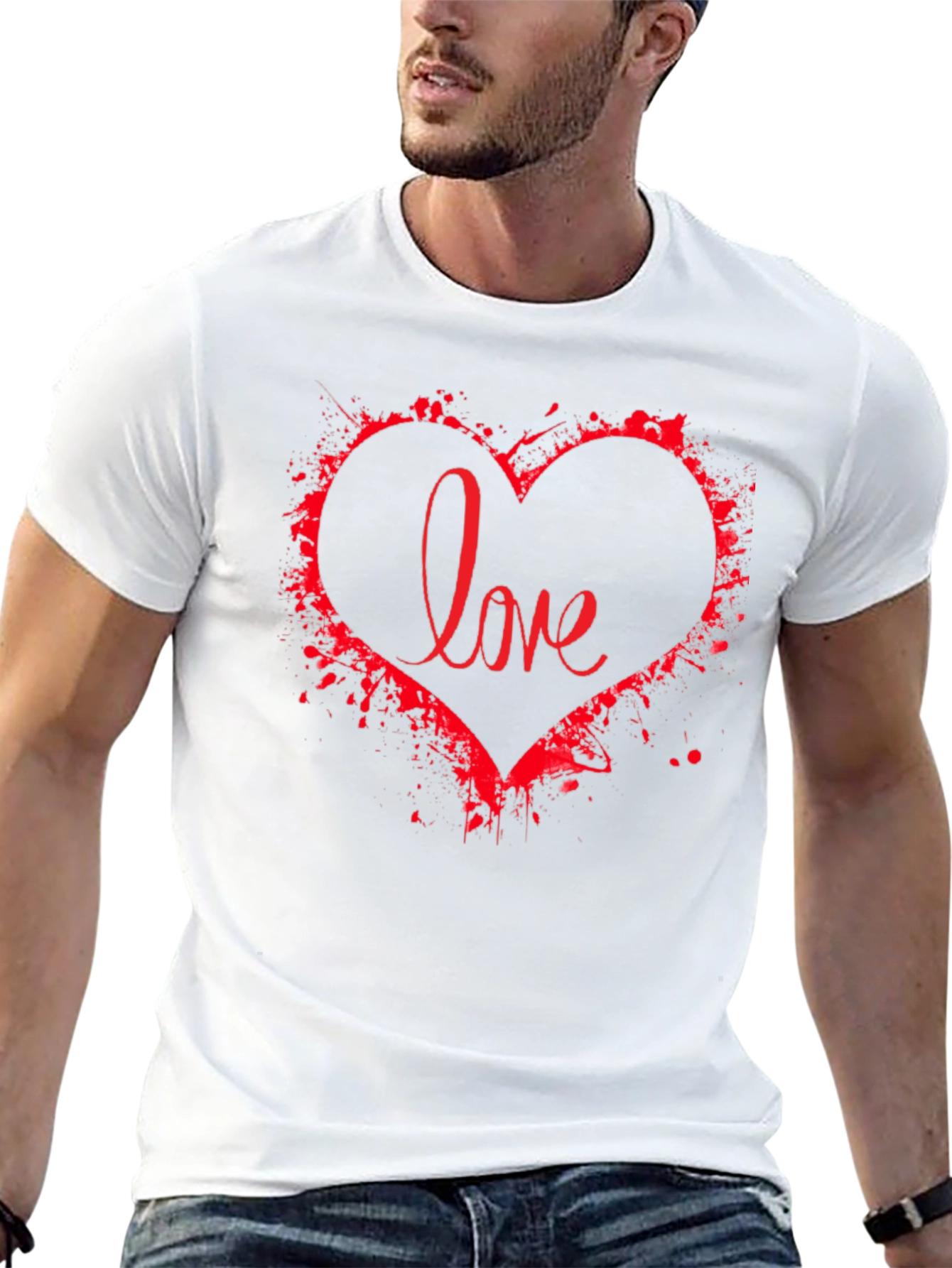 Love Heart Graphic Print Black T-Shirt
